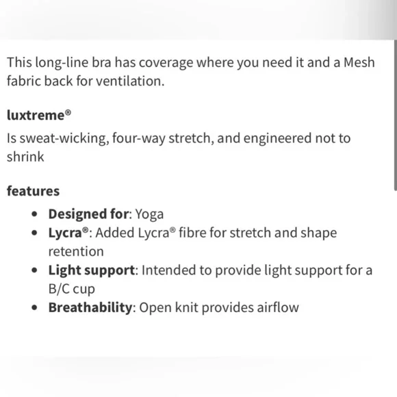 Lululemon Infinite Flow Bra Black